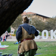 A Shakespeare by the Sea actor performs during the Summer at Soka performance