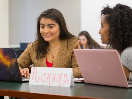 Students participating in model UN as Norway