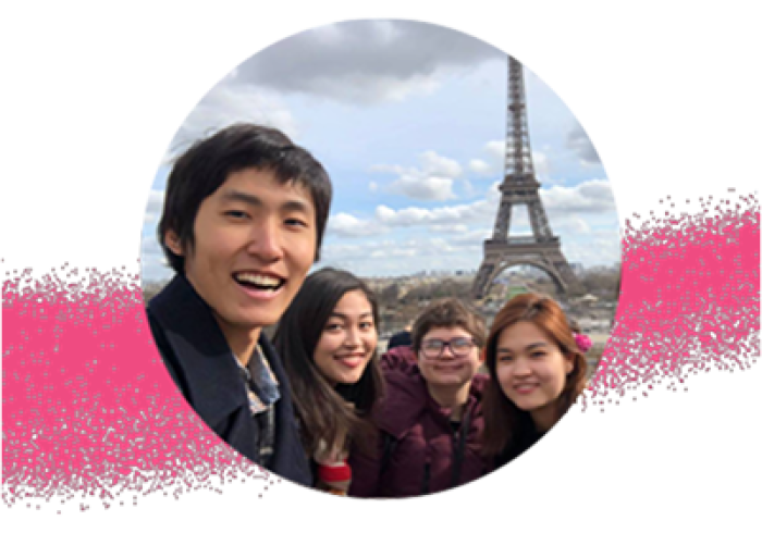 Four students studying humanities